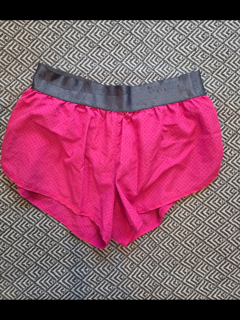 Hot Pink Athletic Shorts with Grey Waistband
